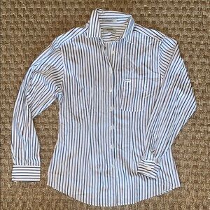 Facconable Women’s Tailored Striped Button-Up Shirt sz Med